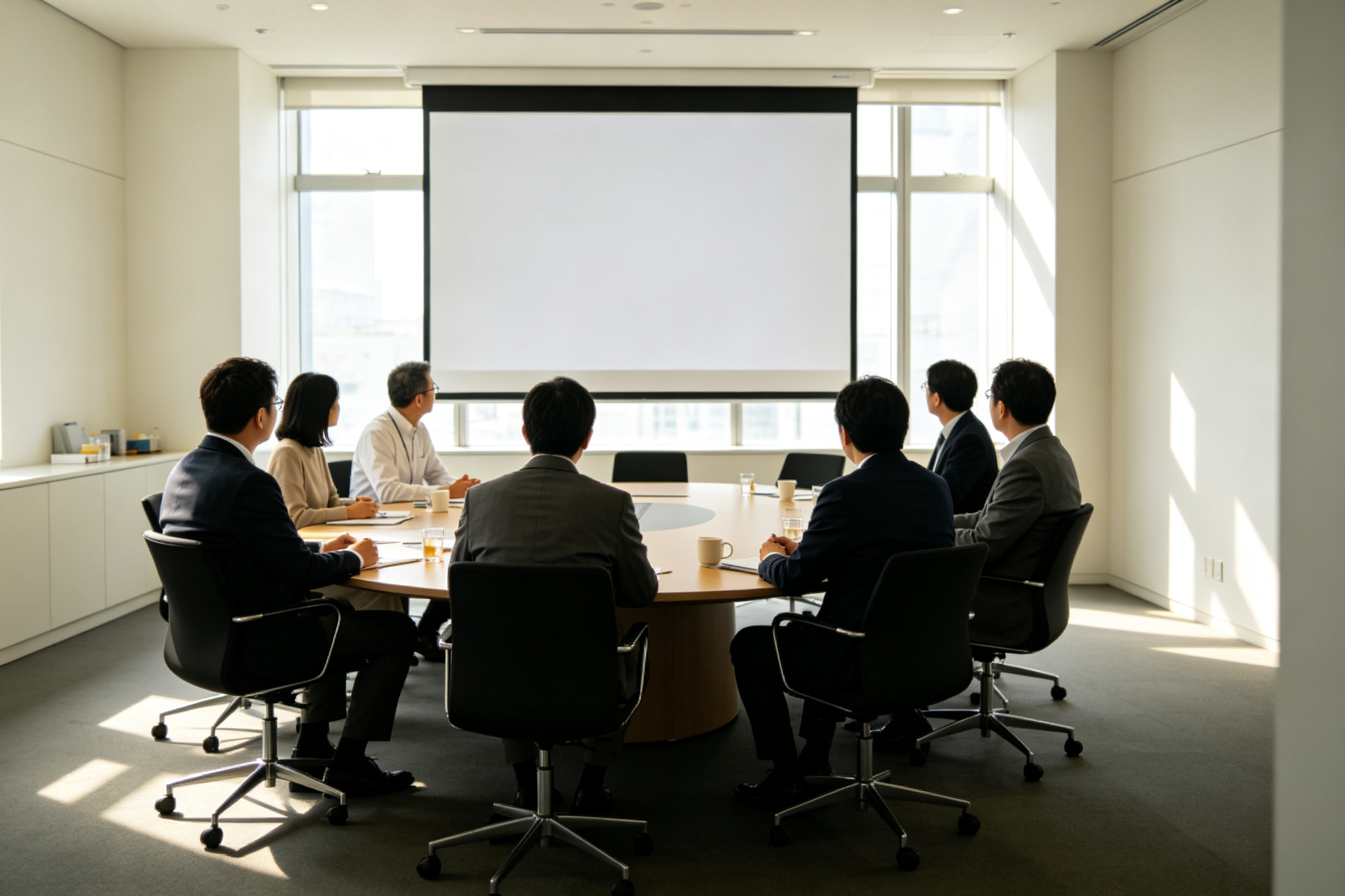 现代会议室圆桌洽谈